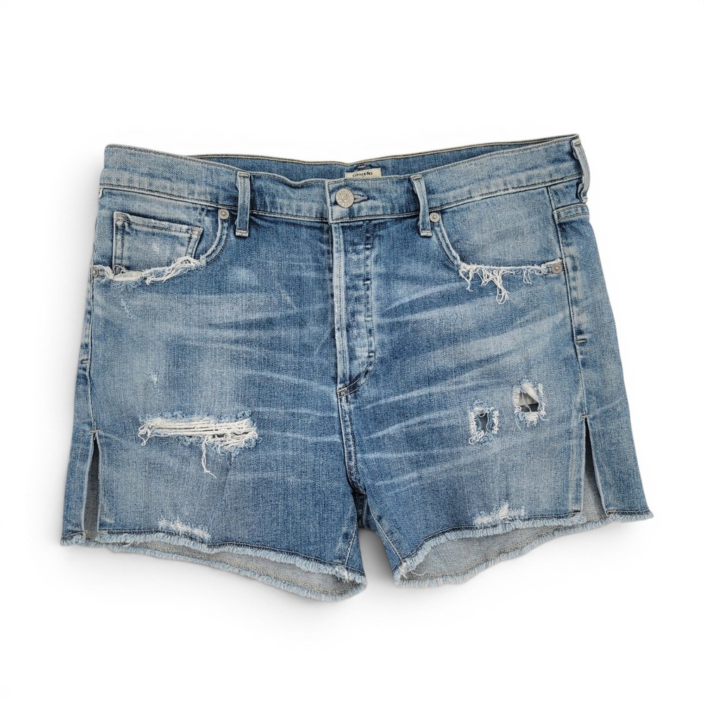 Citizens of Humanity Women 30 Carey‎ Denim Shorts Distressed Blue Y2K High Rise